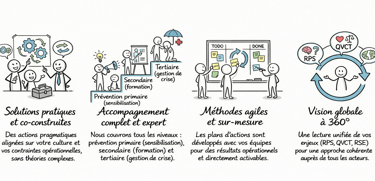 Infographie avec 4 raisons de choisir notre accompagnement en santé mentale en entreprise