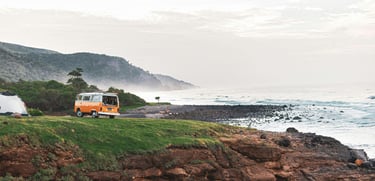 Camper van near sea