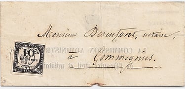 1859: Lettre du QUESNOY pour GOMMEGNIES commune rurale dépendant du QUESNOY.