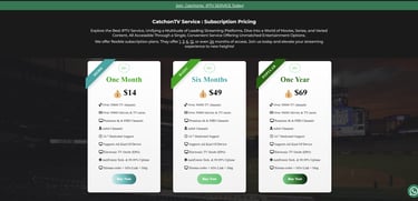 screnshot of catchon tv pricing
