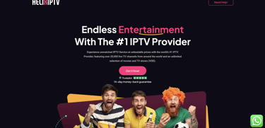 screenshot of helix iptv website