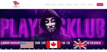screenshot of the players klub iptv website
