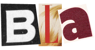 BLA uitgeknipte letters met de L op een kapsel