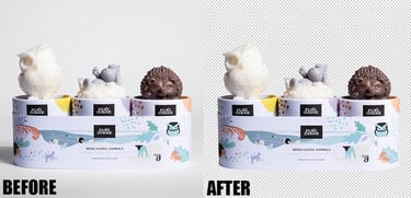 a box of ice cream with a bird on top of it