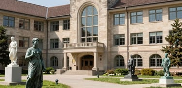 A student solving math problems on a blackboard with red chalk.