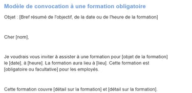 Exemple de convocation à une formation obligatoire + modèle
