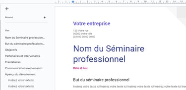 Fiche technique organisation séminaire professionnel