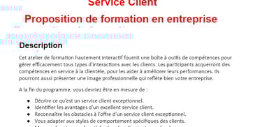 Proposition de formation : exemple lié au service client