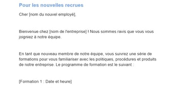 Modèle de mail de convocation à une formation obligatoire