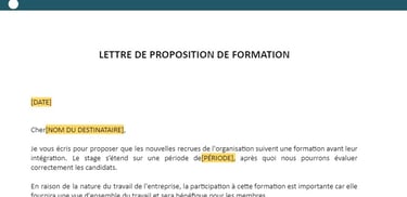 Exemple de lettre de proposition de formation