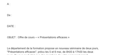 Exemple de note d'information pour une formation