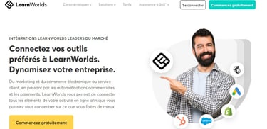 LearnWorlds, intégrations au LMS pour centre de formation