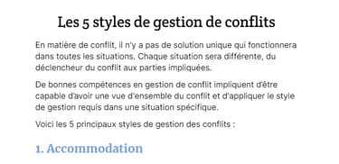 Les 5 styles de gestion des conflits pdf