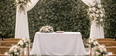 Décoration cérémonie laïque arche fleurie mariage élégante Hauts-de-France