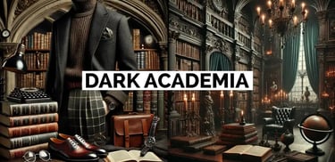 Hombre y espacio estilo Dark Academia