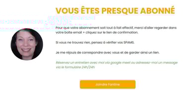 Message vous indiquant qu'il reste une étape cruciale pour être fermement abonné à la Newsletter 