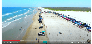 Drone shot rugby a beach scene with a beach scene of a beach