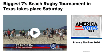 a news article on the beach of a beach 7s by the sea rugby