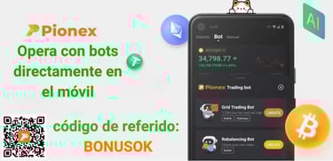 Opera con bots directamente en el móvil en Pionex usando el código de referido BONUSOK