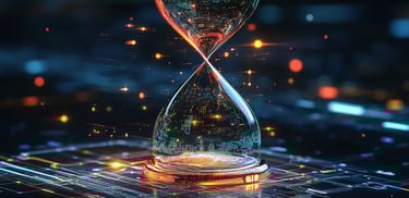 a_modern_looking_hourglass_with_technical_details_in the background history ai