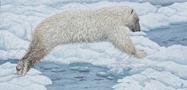 Peinture à l'huile - Ours polaire sur la banquise