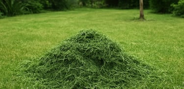 Pile of grass clippings collected after lawn mowing, ready for removal or composting  Hedgie Wilder