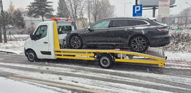 holowanie uszkodzonego pojazdu lawetą SAFECAR