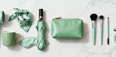 Complete GWP solutions set by King Fly, including cosmetic bag and promotional items.