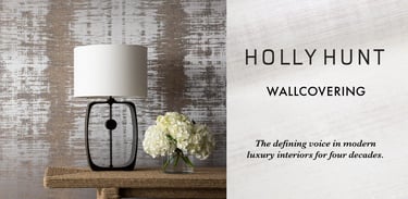 Luxury Holly Hunt wallcovering collection featuring modern textured wallpaper and geometric patterns.
