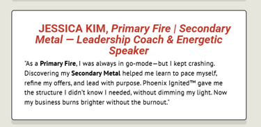 Jessica a leadership coach shares her Fire and Metal Archetype and how this changed how she is showing up
