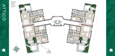 Planimetria del piano attico di Case Nove, nuovo intervento residenziale del Gruppo Findonati a Cremona