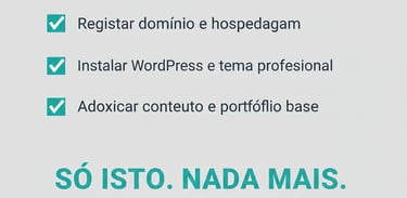 Checklist de 6 itens necessários para criar website: ideia de domínio, conta Hostinger, 30 minutos, 