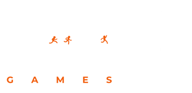 chasing windmills games logo with people chasing a flying windmill
