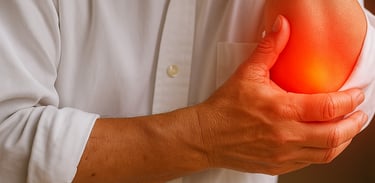 Diagram showing inflammation of tendons in tennis elbow.