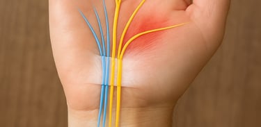 Wrist pain with hand weakness caused by carpal tunnel syndrome.