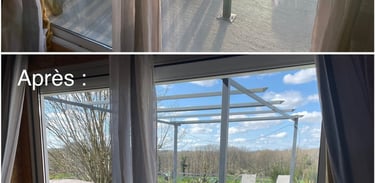 Avant après d'un nettoyage de vitres chez particuliers baie vitrée - m&m services pro rouen