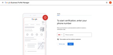 Google business profile setup verification with phone number