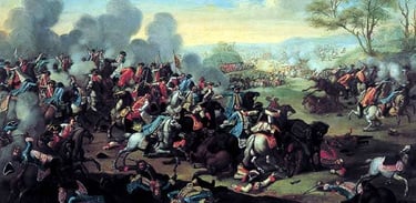 Historisches Gemälde aus dem 18. Jahrhundert von Siebenjährigen Krieg (1756 - 1763)