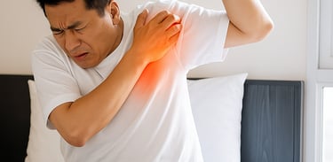 Diagram showing shoulder pain due to diabetic and shoulder injury.