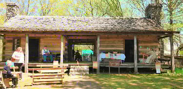 Huntsville, AL - Breezeway cabin with artifacts from the 1800's at Burritt on the Mountain