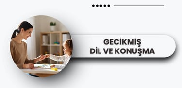 Gecikmiş dil ve konuşma alanını temsil eden resimli iletişim kartları.