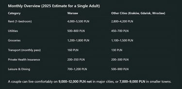 Monthly Overview (2025 Estimate for a Single Adult)