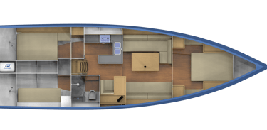 M44 Transat sail yacht design interior birds eye