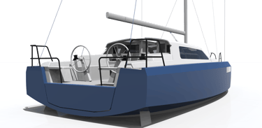 M44 Transat sail yacht design aft starboard exterior