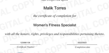 Certified Woman's Fitness Specialist