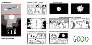 Storyboard clip vidéo animation Hoshi Enfants du danger FEVR Paris 2Factory