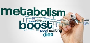 a person writing a word cloud of words about the benefits of a diet