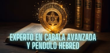 Portada del Curso Avanzado: Experto en Cábala, Astrología Cabalística y Péndulo Hebreo, con un fondo