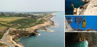 Vista do parque Rosh Hanikra em Israel.