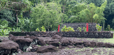 Arahurahu Marae em Papeete, templo polinésio antigo bem preservado